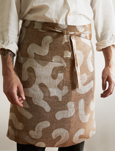 UDON LINEN WAIST APRON, BROWN