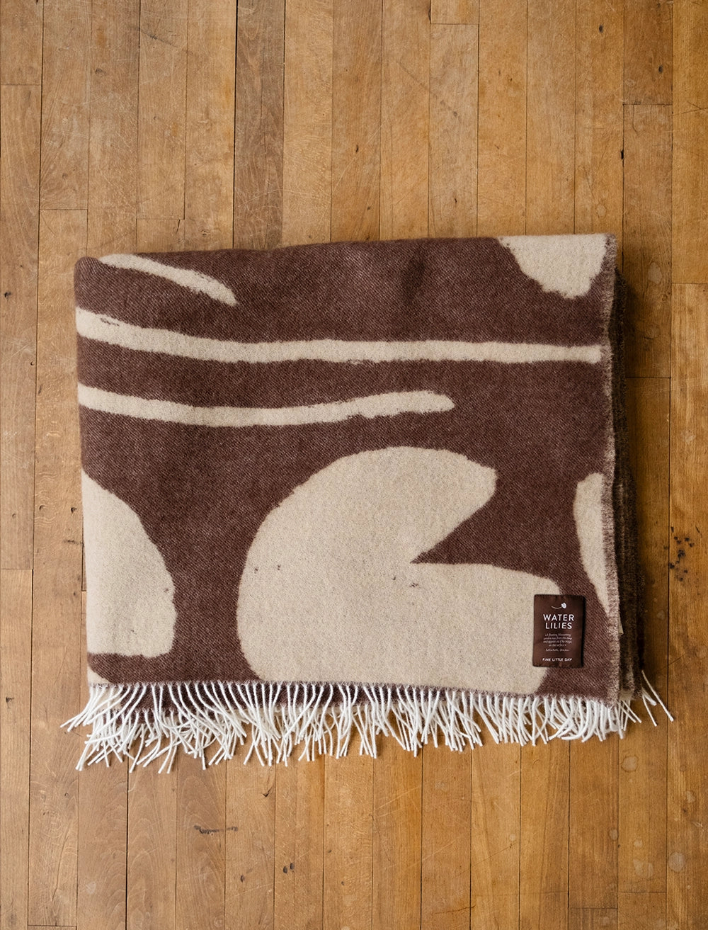 WATER LILIES LARGE WOOL BLANKET, BROWN