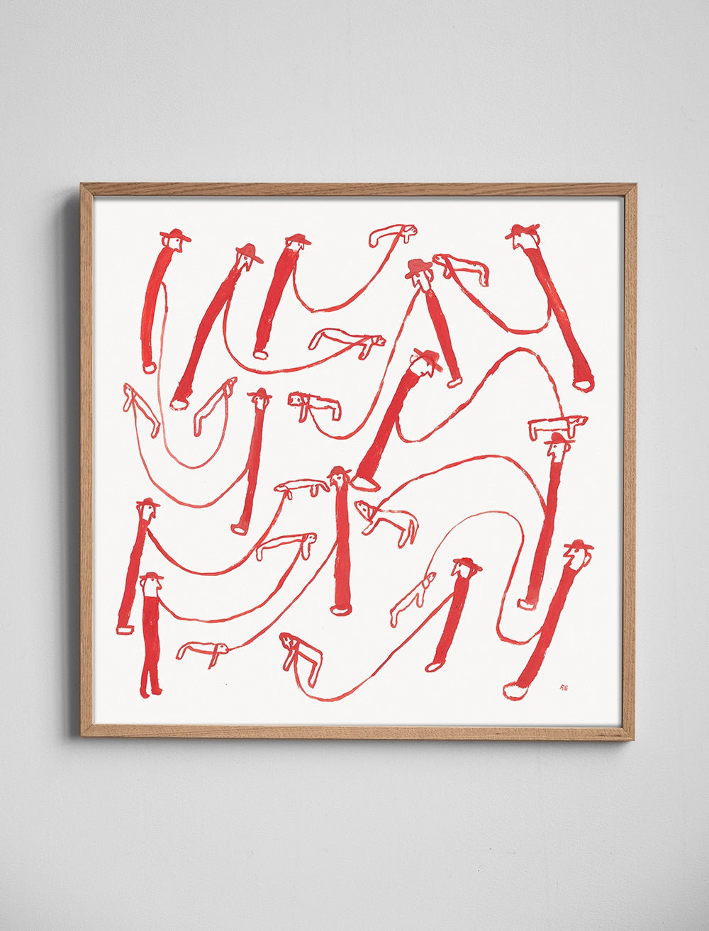 DOG WALK POSTER, RÖD - 50x50 cm
