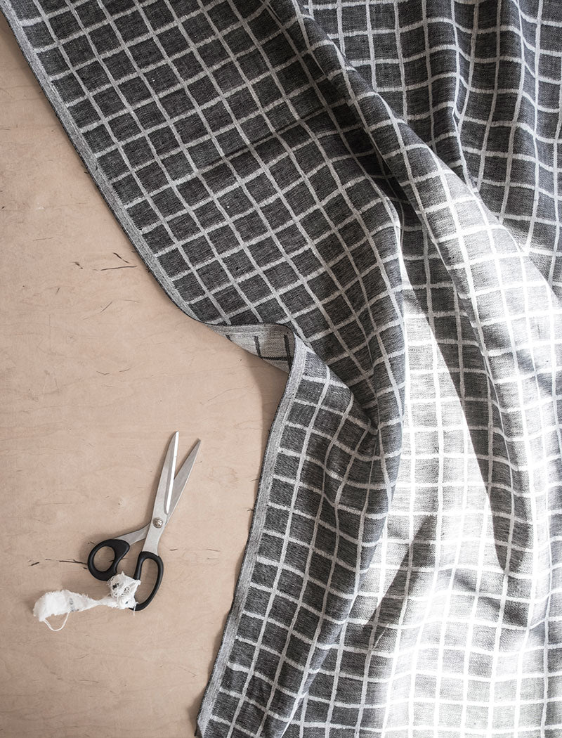 CHECKED FABRIC BY THE METRE, BLACK