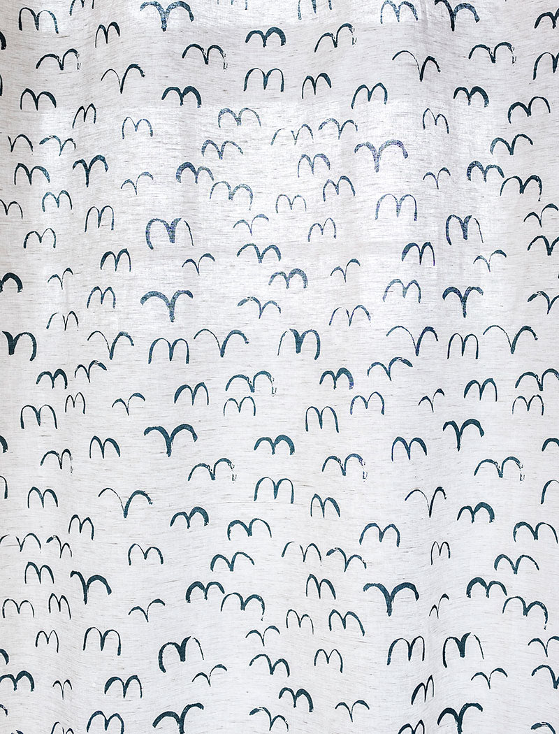 BIRD FABRIC BY THE METRE, MIDNIGHT BLUE