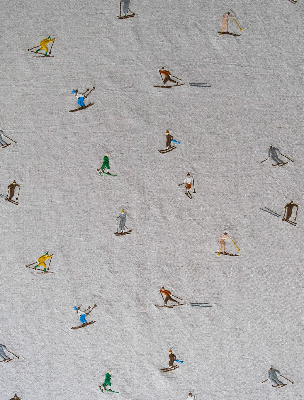 SKIERS EMBROIDERED FABRIC SAMPLE