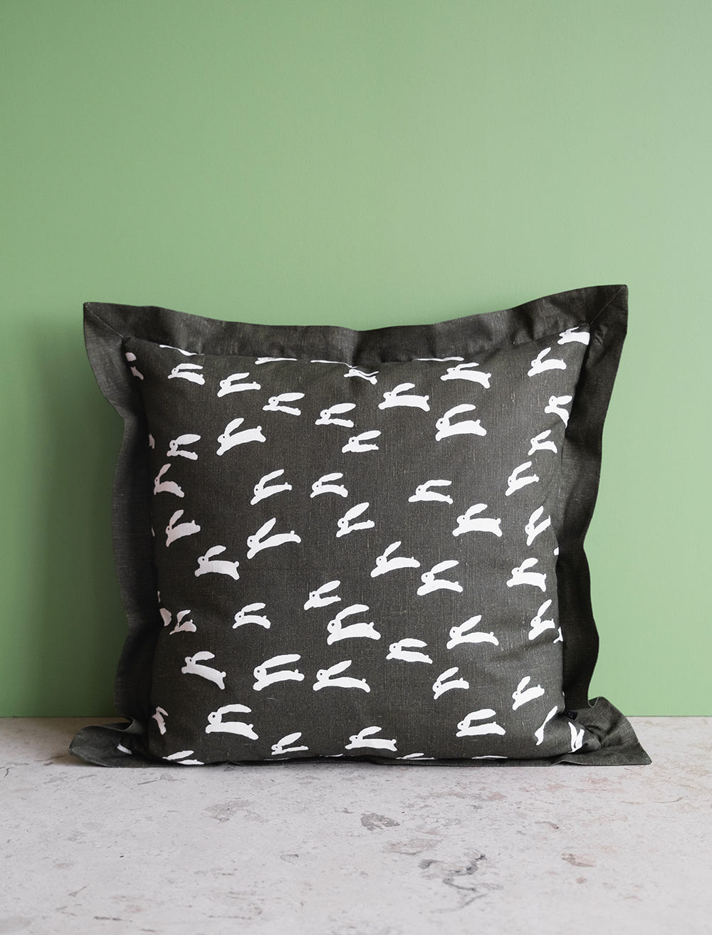 RABBIT CUSHION COVER, GREEN