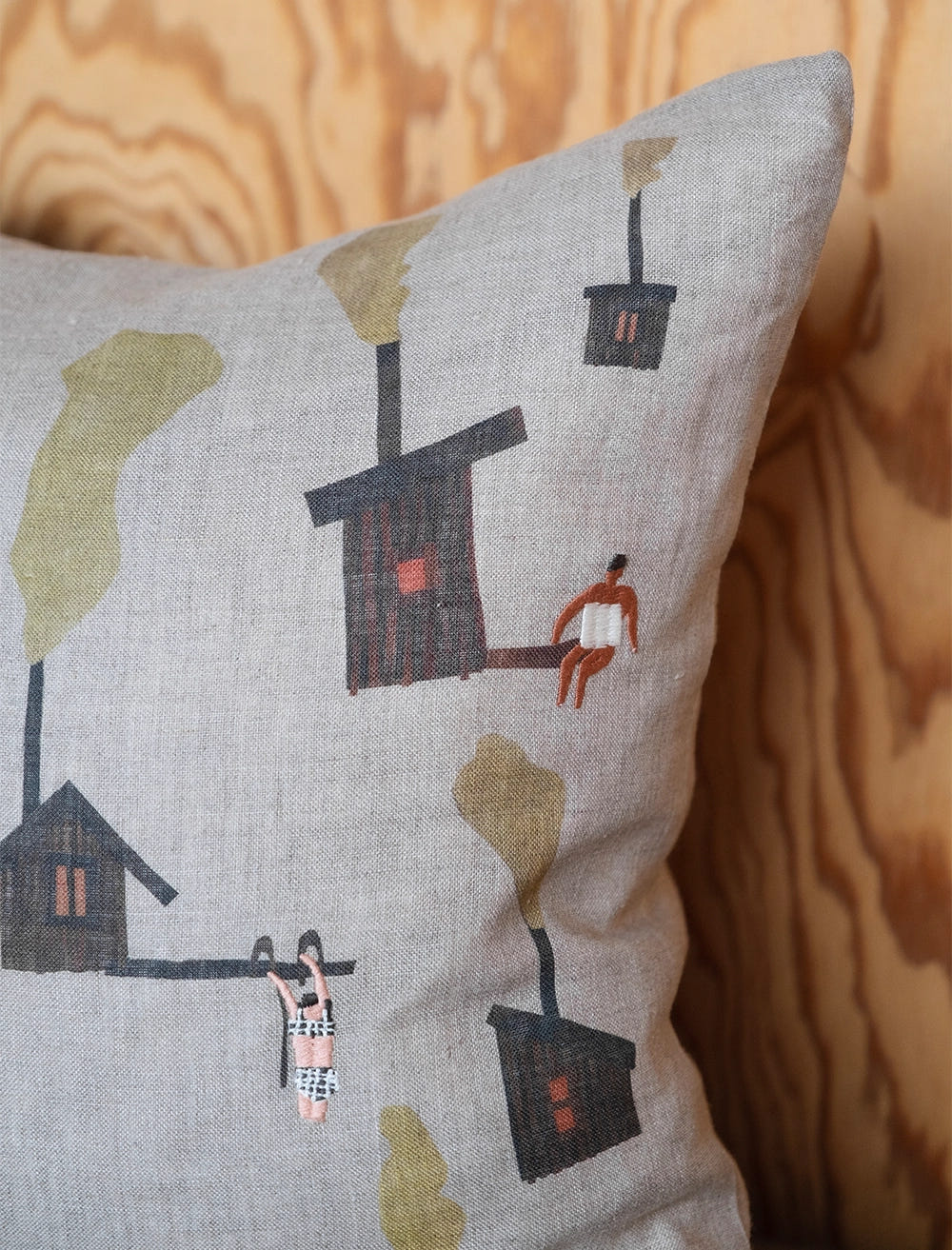 SAUNA EMBROIDERED CUSHION COVER
