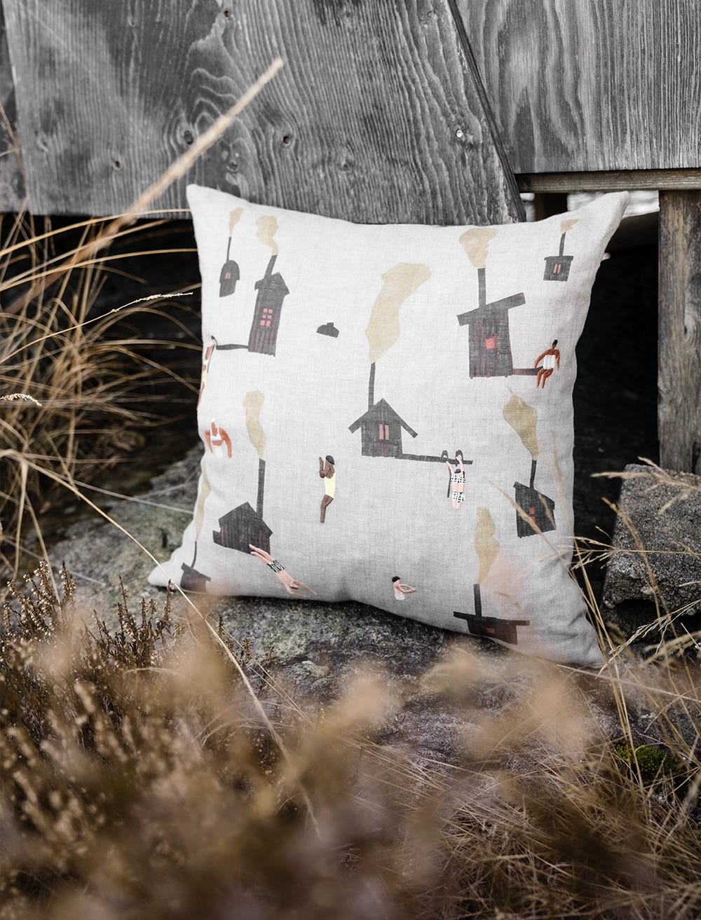SAUNA EMBROIDERED CUSHION COVER