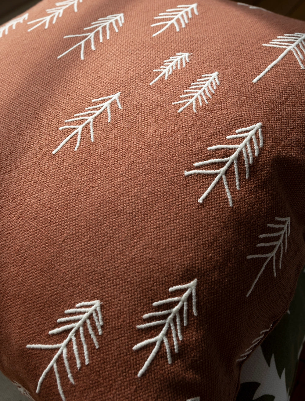 TALL EMBROIDERED CUSHION COVER, TERRACOTTA