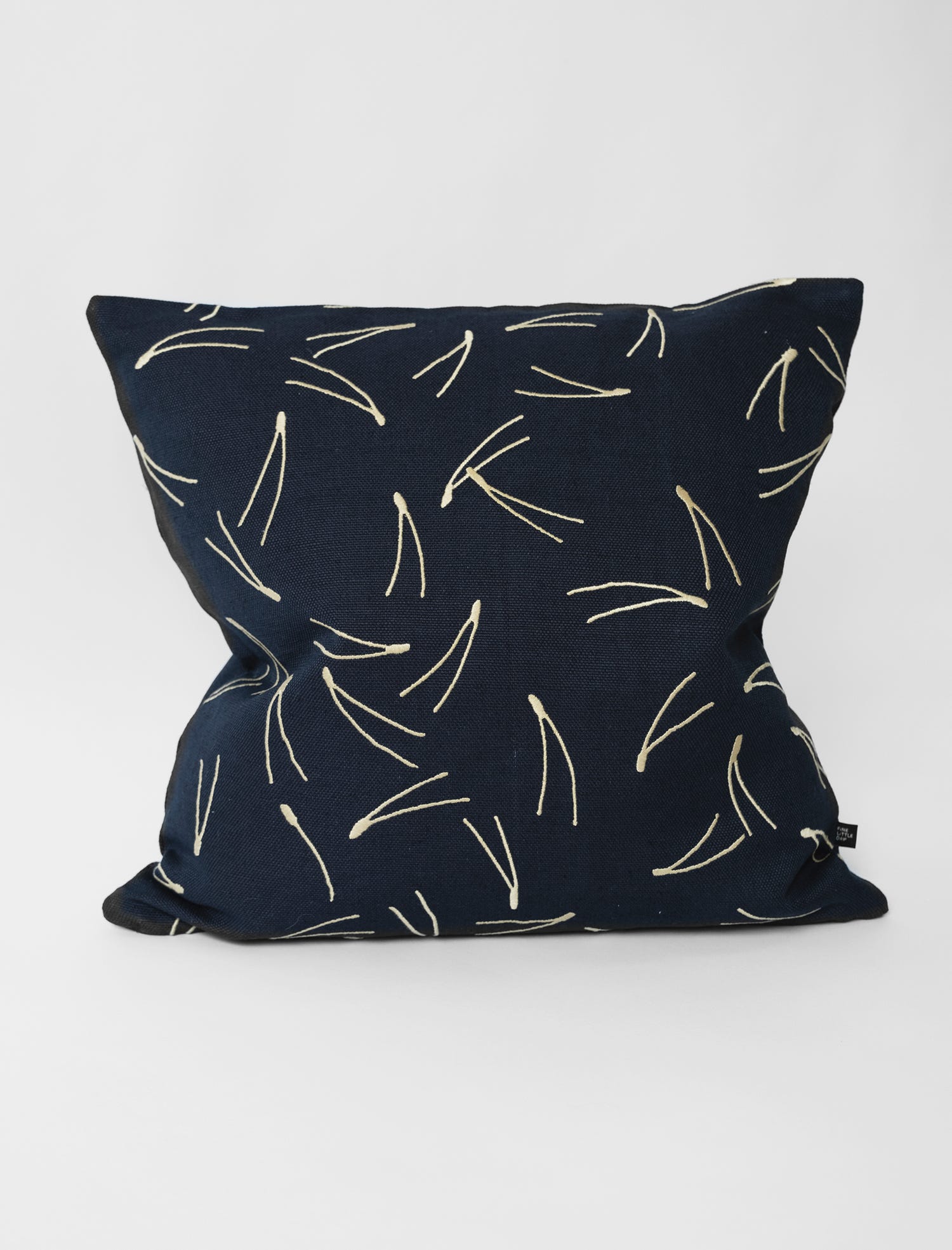 BARR EMBROIDERED CUSHION COVER, ANTHRACITE BLUE
