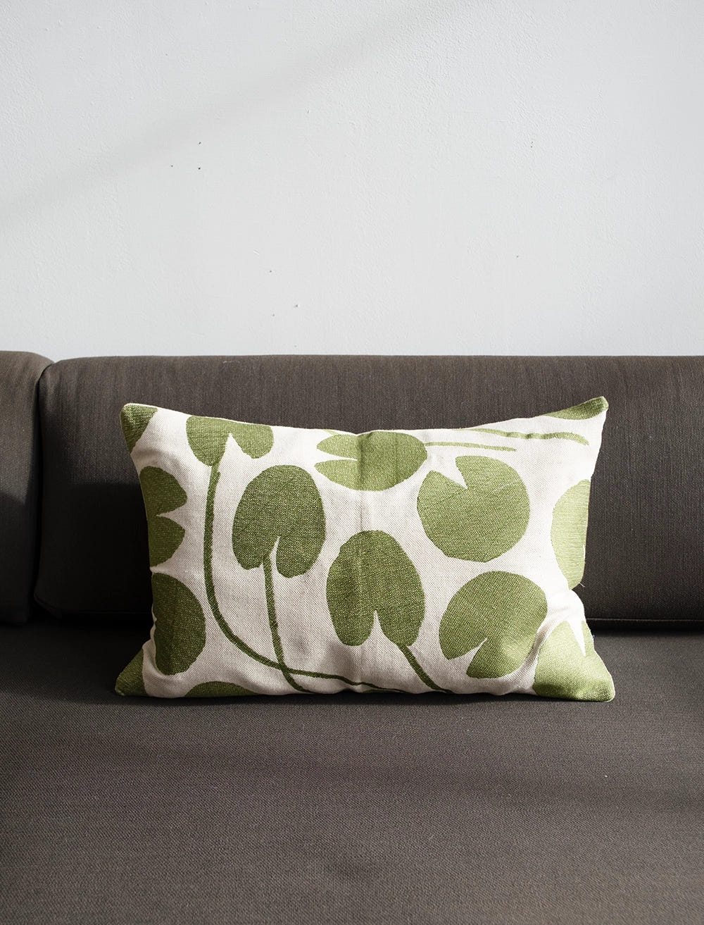 WATER LILIES EMBROIDERED CUSHION COVER, GREEN