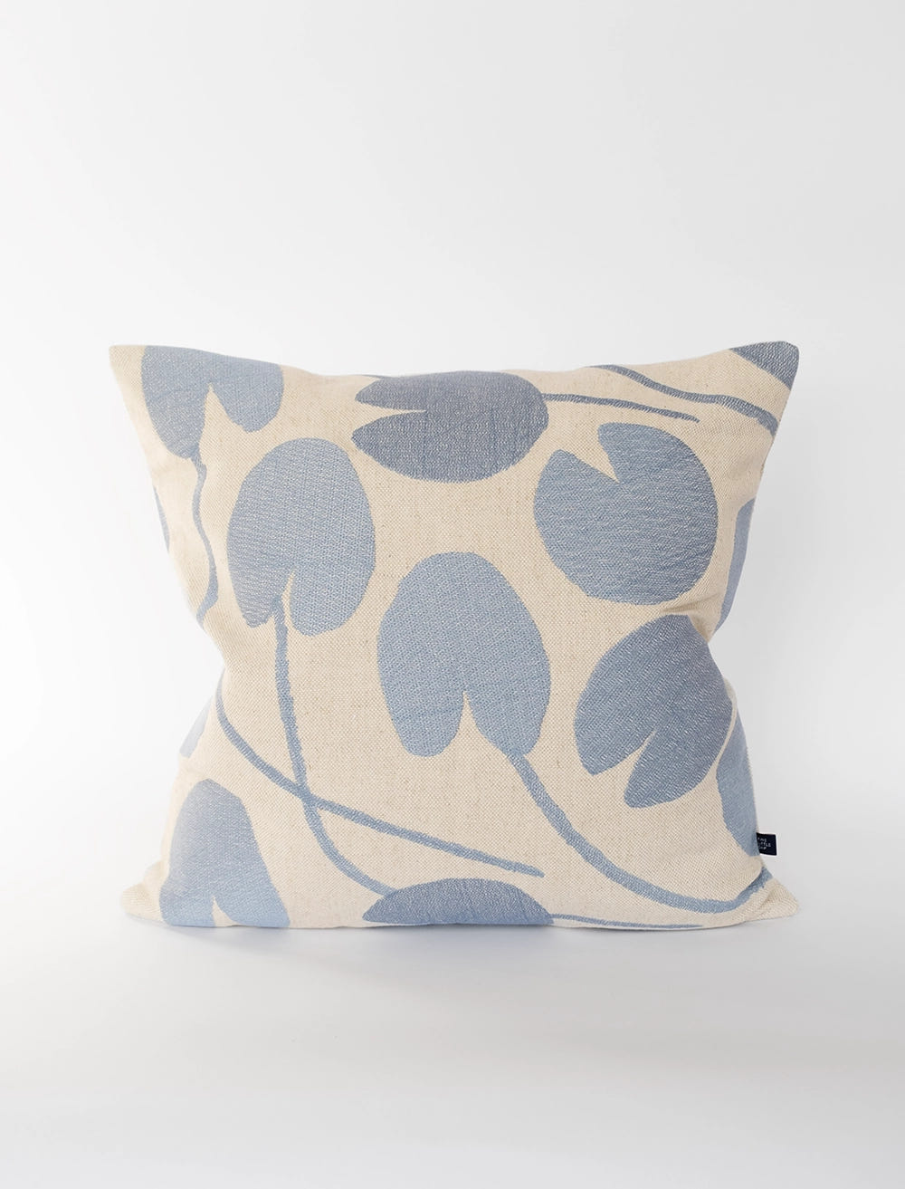 WATER LILIES EMBROIDERED CUSHION COVER, BLUE