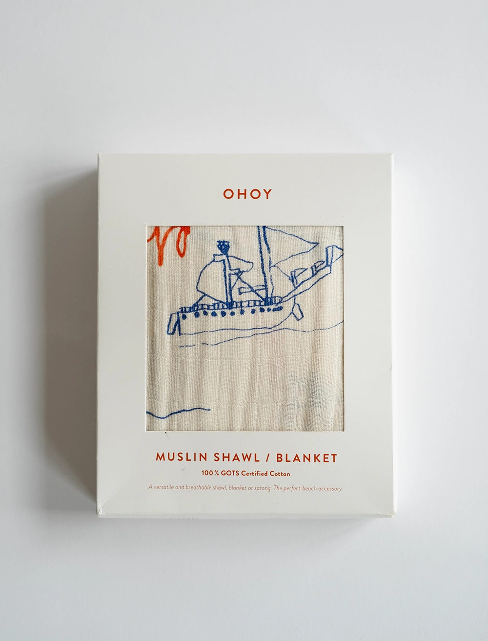 OHOY MUSLIN SHAWL, BLUE/WHITE