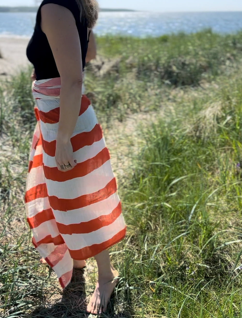 RAND MUSLIN SHAWL, PICASSO RED