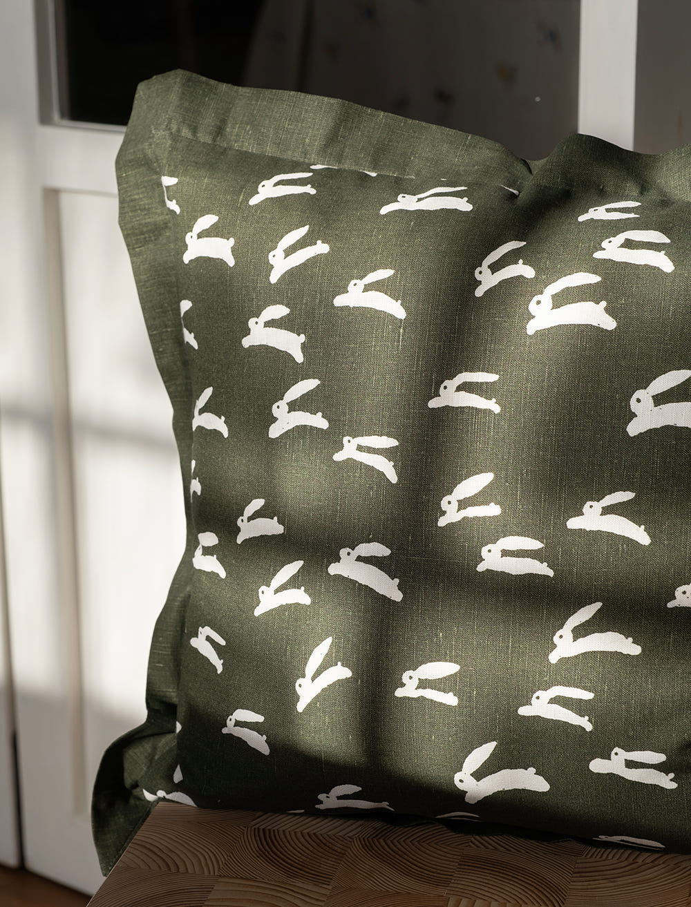 RABBIT CUSHION COVER, GREEN