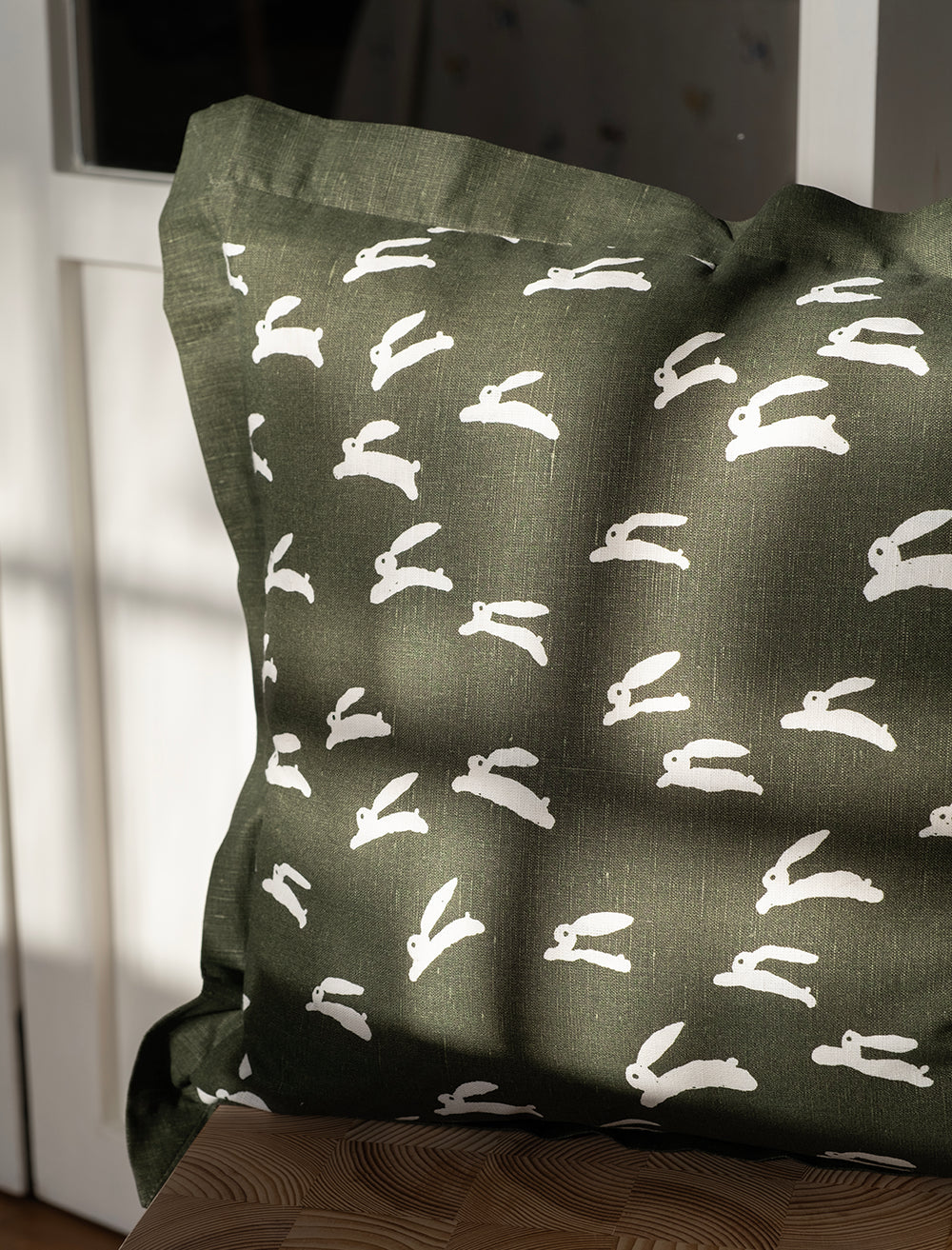 RABBIT CUSHION COVER, GREEN