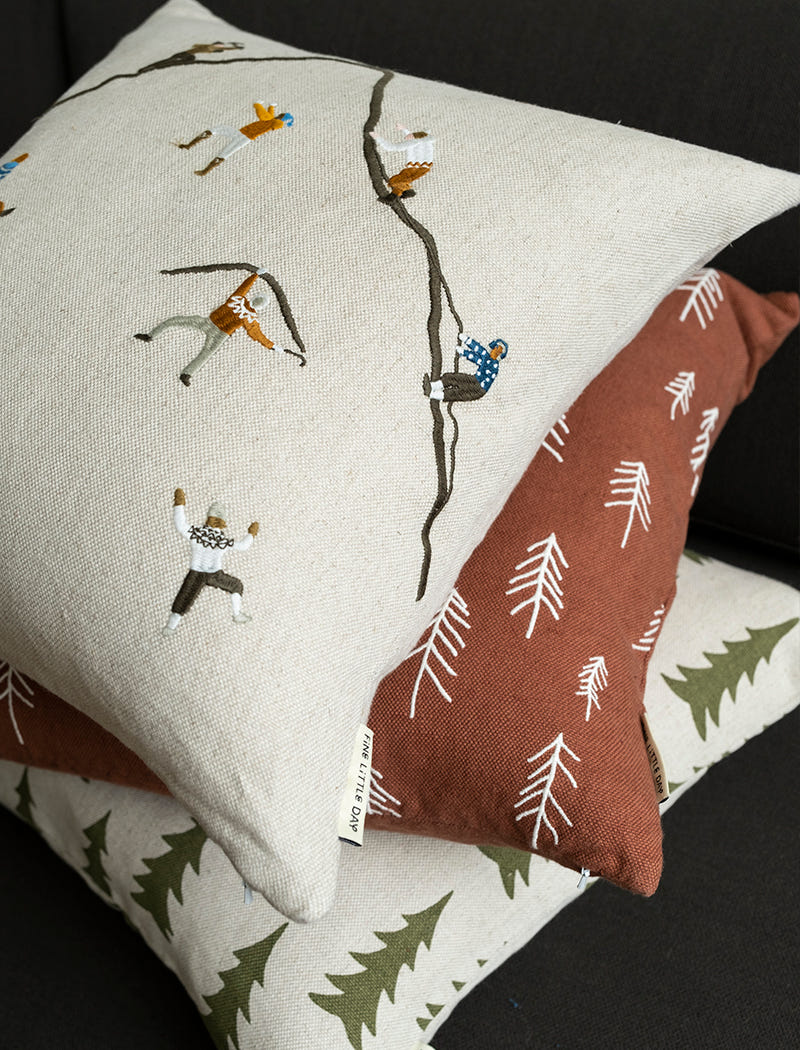 MOUNTAIN CLIMBERS EMBROIDERED CUSHION COVER