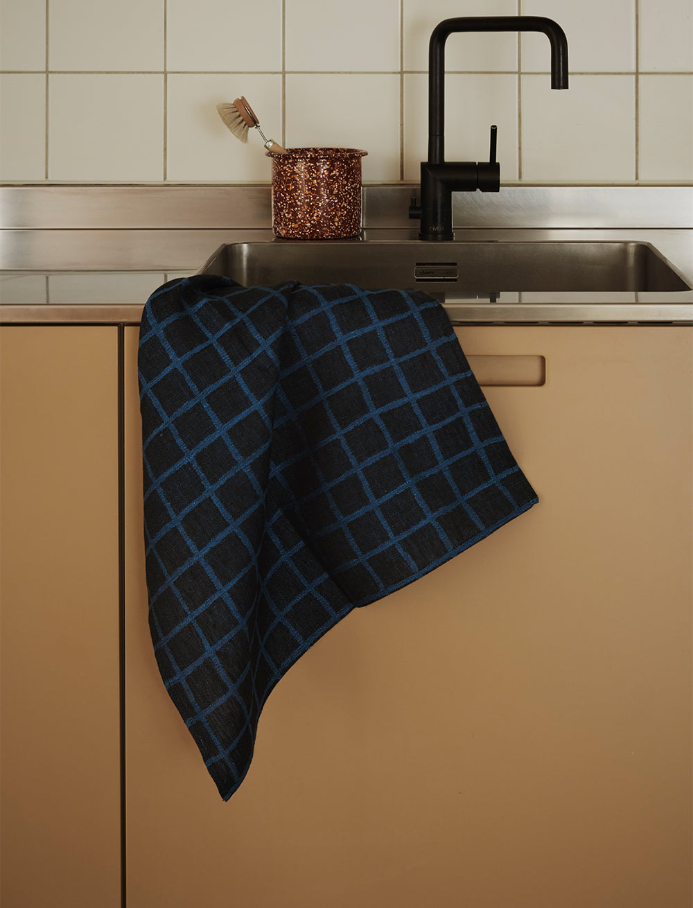 RUTIG JACQUARD GEWEBTES GESCHIRRTUCH, BLAU/SCHWARZ