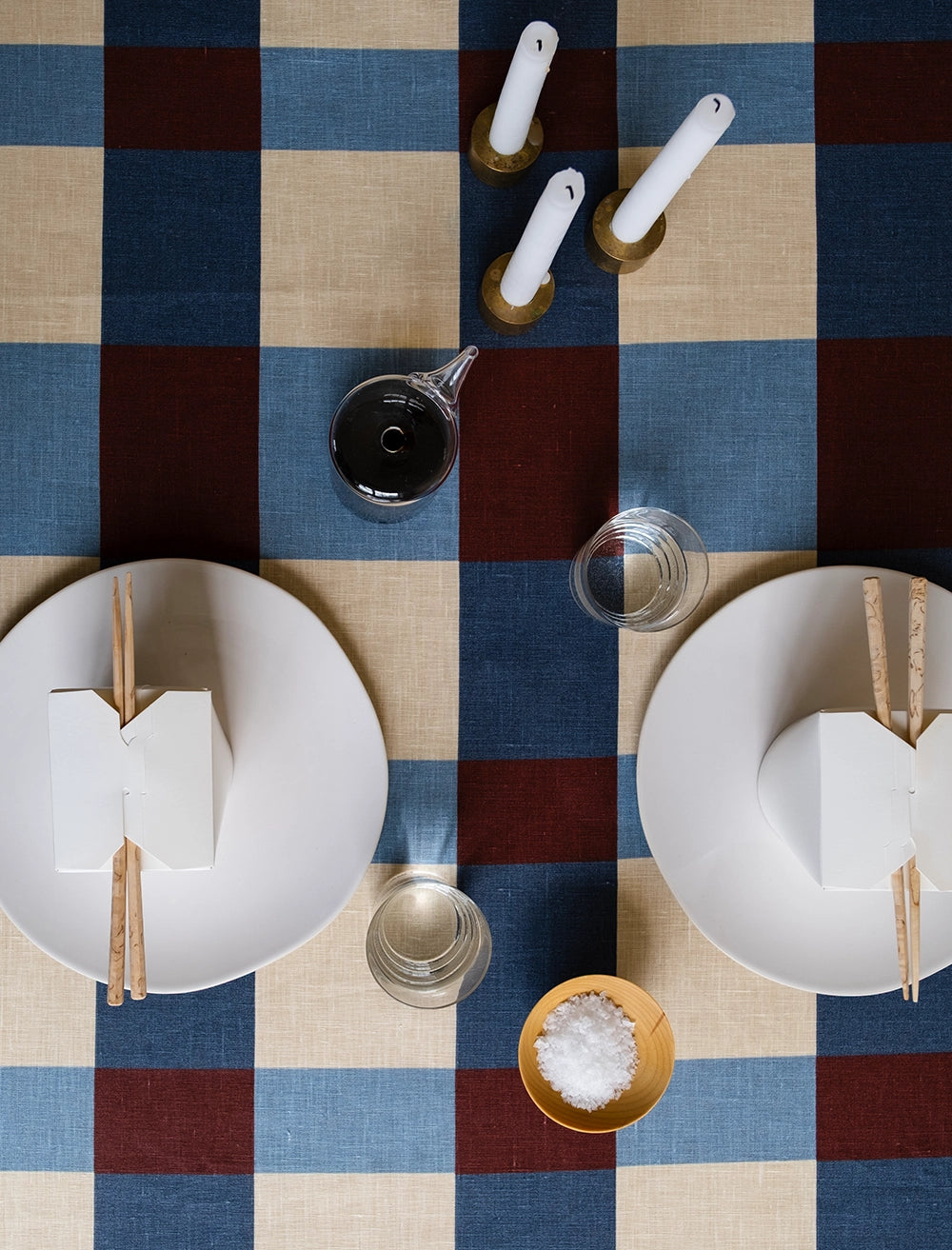 FIELD TABLECLOTH, BLUE/PLUM