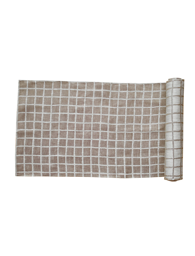 RUTIG JACQUARD WOVEN TABLE RUNNER, BROWN