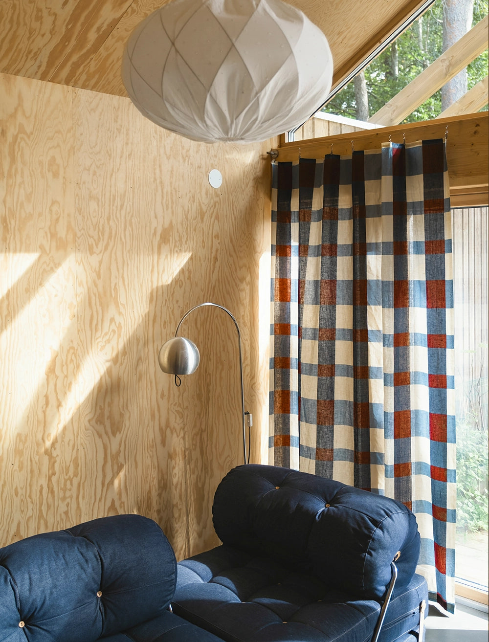 FIELD LINEN FABRIC, BLUE/PLUM