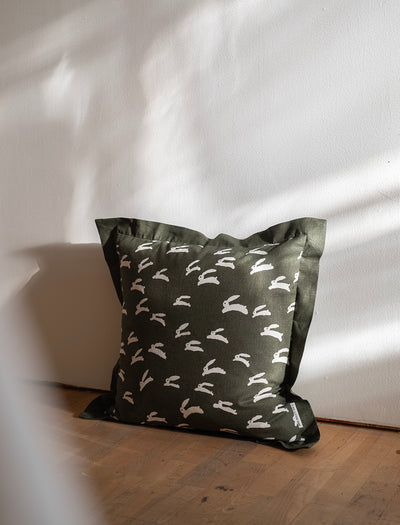 RABBIT CUSHION COVER, GREEN