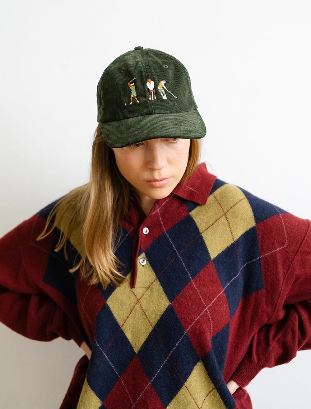 GOLFERS CAP, CORDUROY GREEN