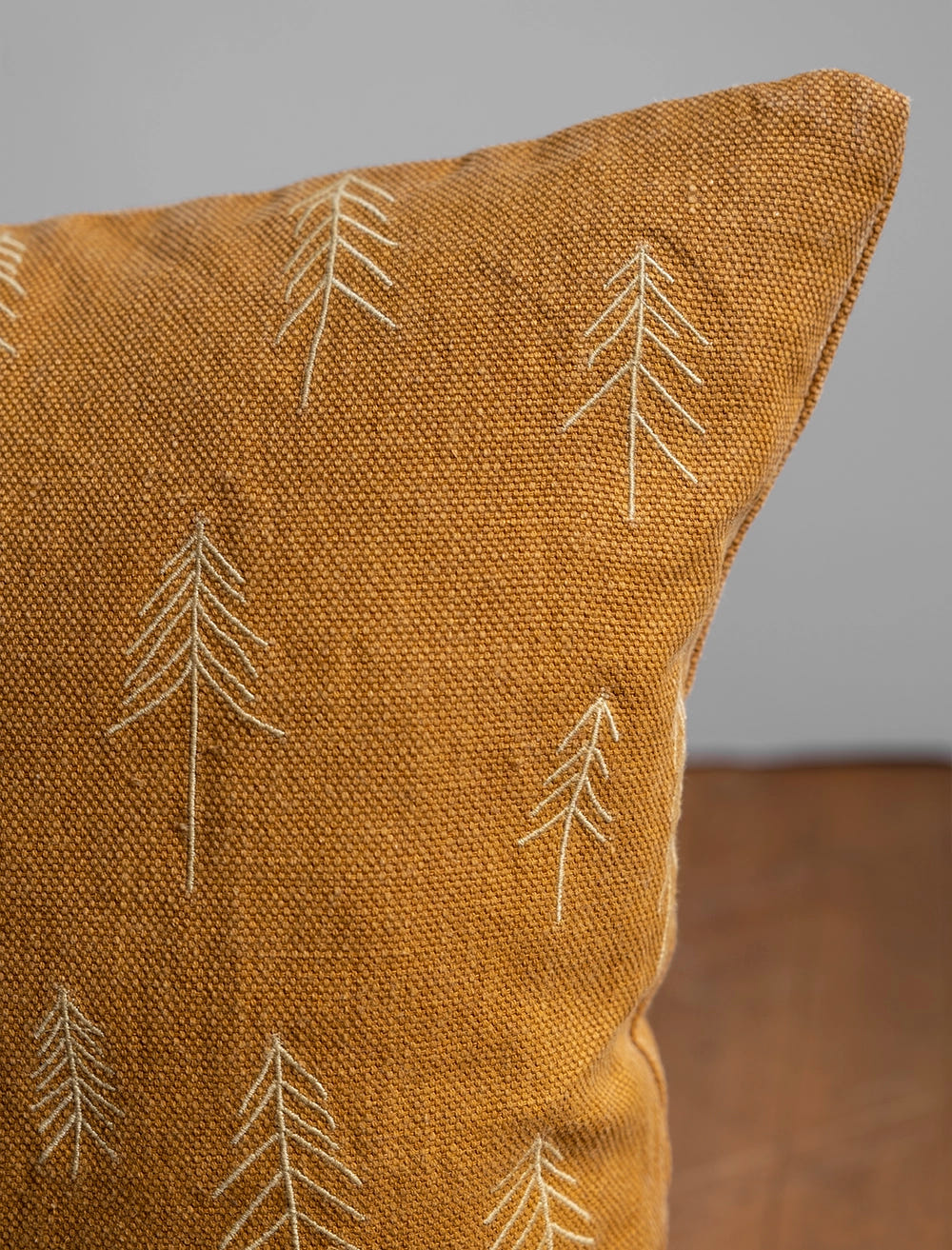 TALL EMBROIDERED CUSHION COVER, MUSTARD