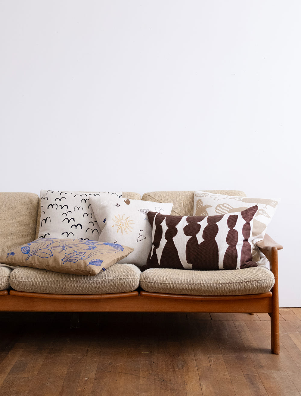 Bowie Embroidered Cushion, Mocca