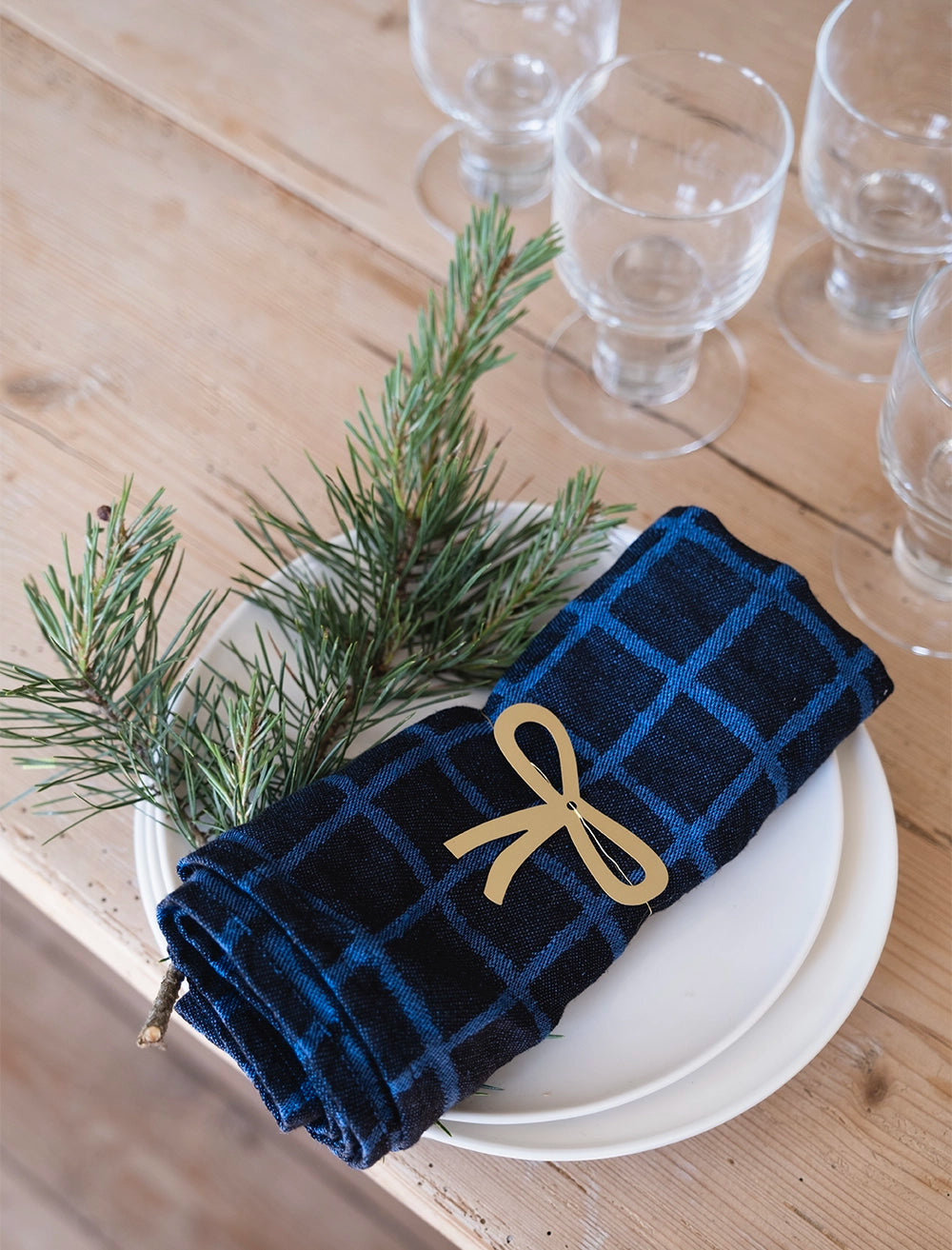 RUTIG JACQUARD GEWEBTE SERVIETTEN 2-PACK, BLAU/SCHWARZ
