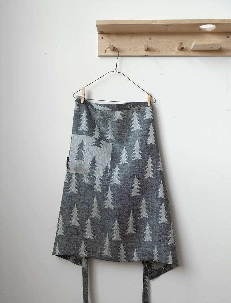 GRAN LINEN WAIST APRON, DARK GREEN