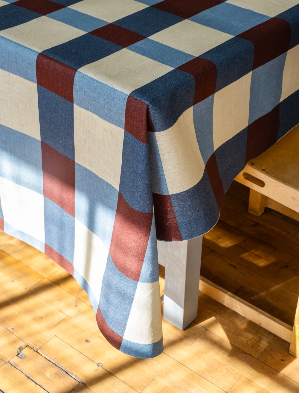 FIELD TABLECLOTH, BLUE/PLUM