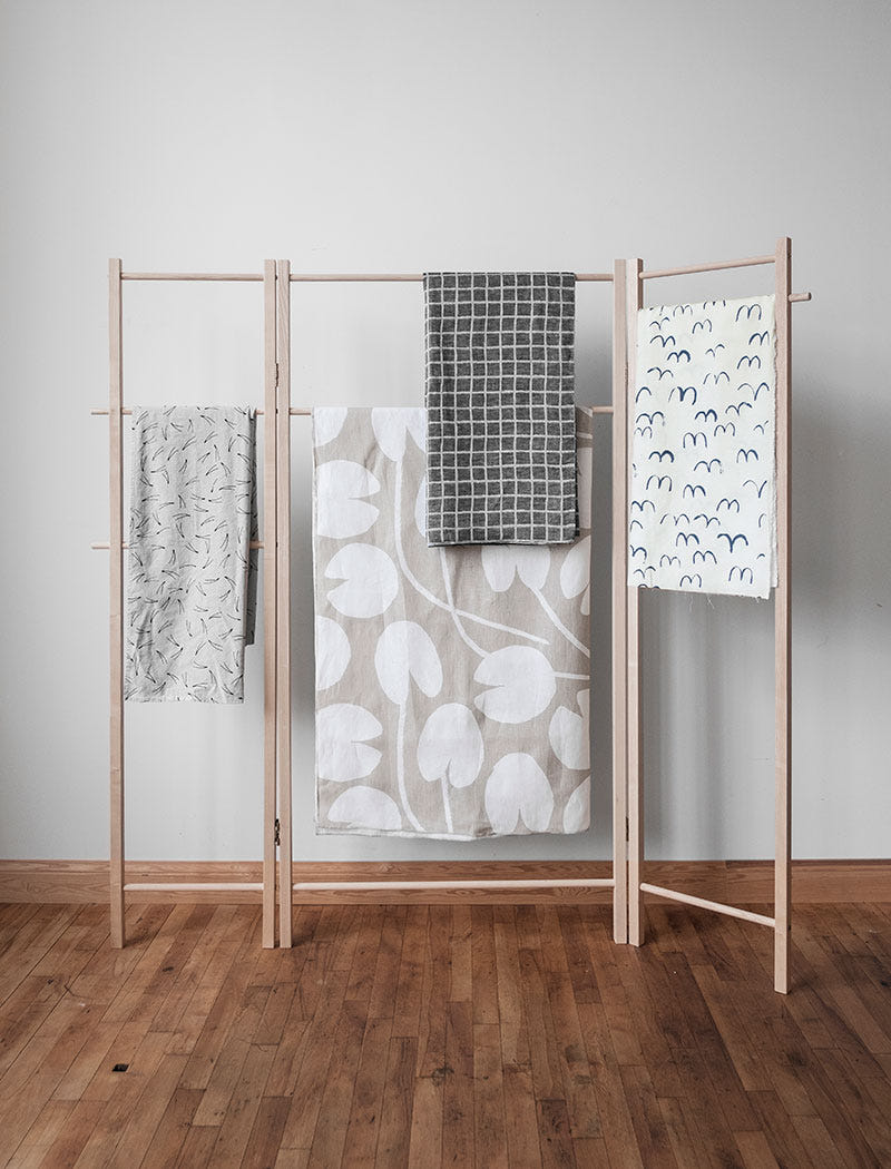 WATER LILIES LINEN FABRIC BY THE METRE, SAND