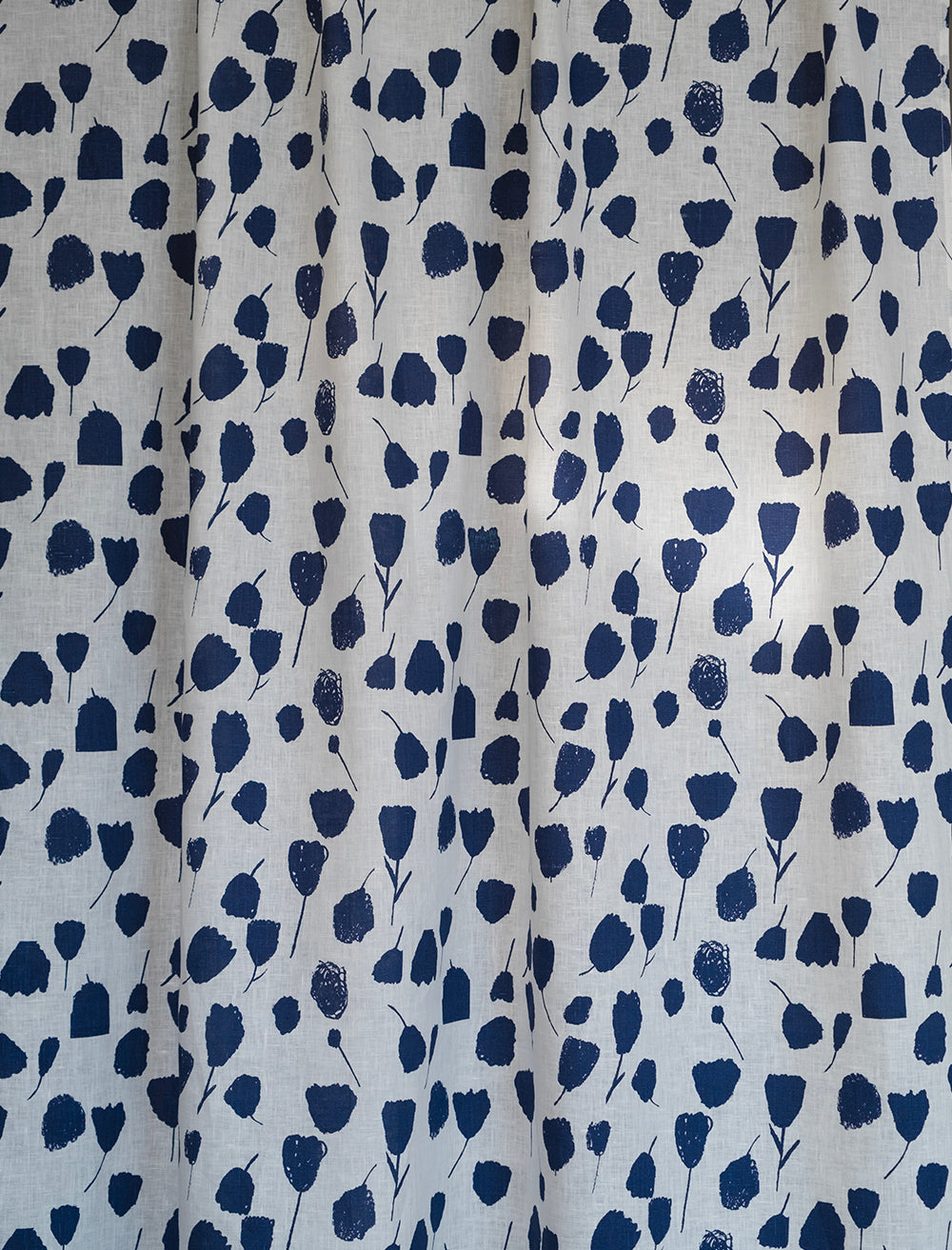 BOUQUET LINEN CURTAIN, BLUE