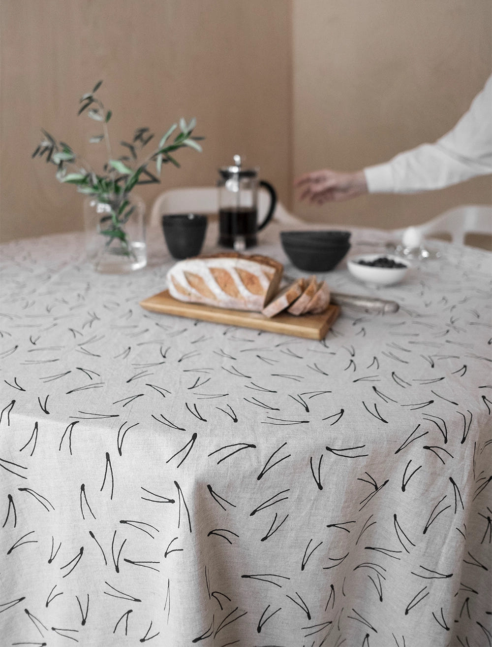 BARR DUK, NATUR/SVART - 137x238 cm