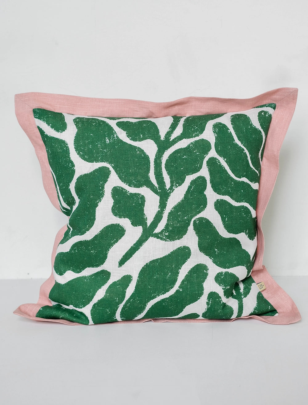 LEAVES CUSHION COVER, GREEN/PINK