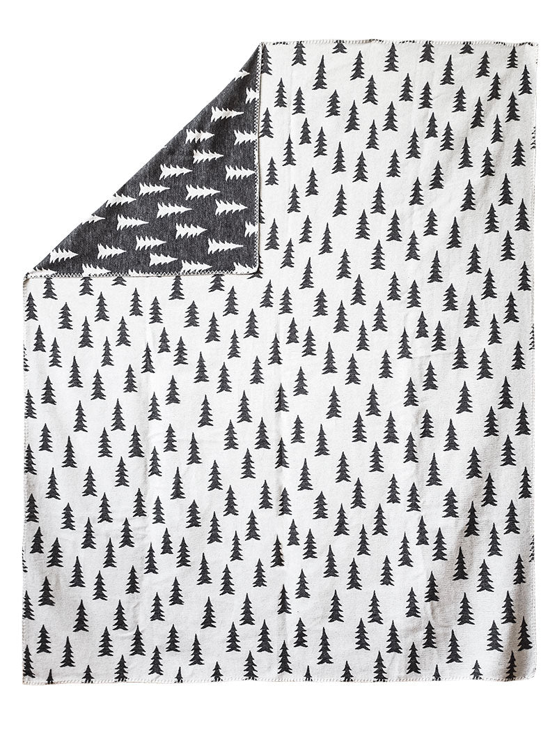 GRAN VÄVD FILT, SVART/VIT