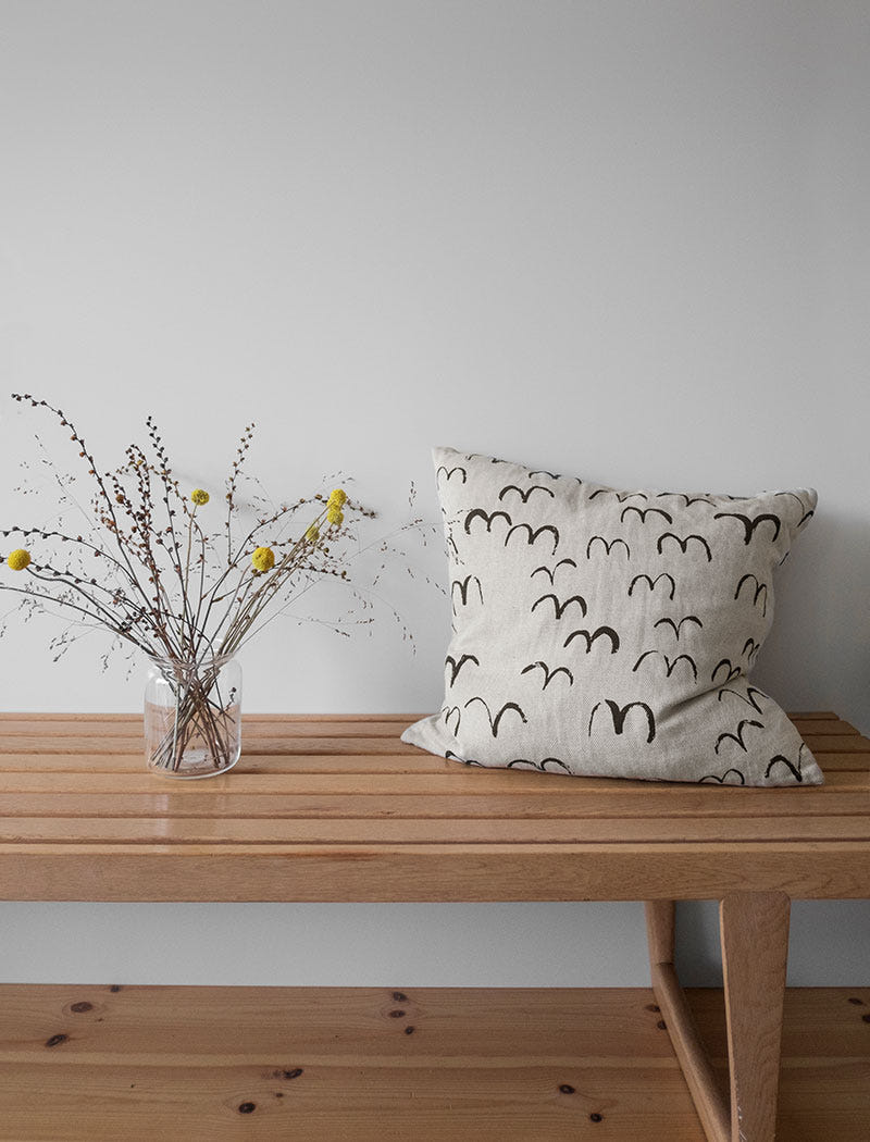 BIRD CUSHION COVER, BLACK