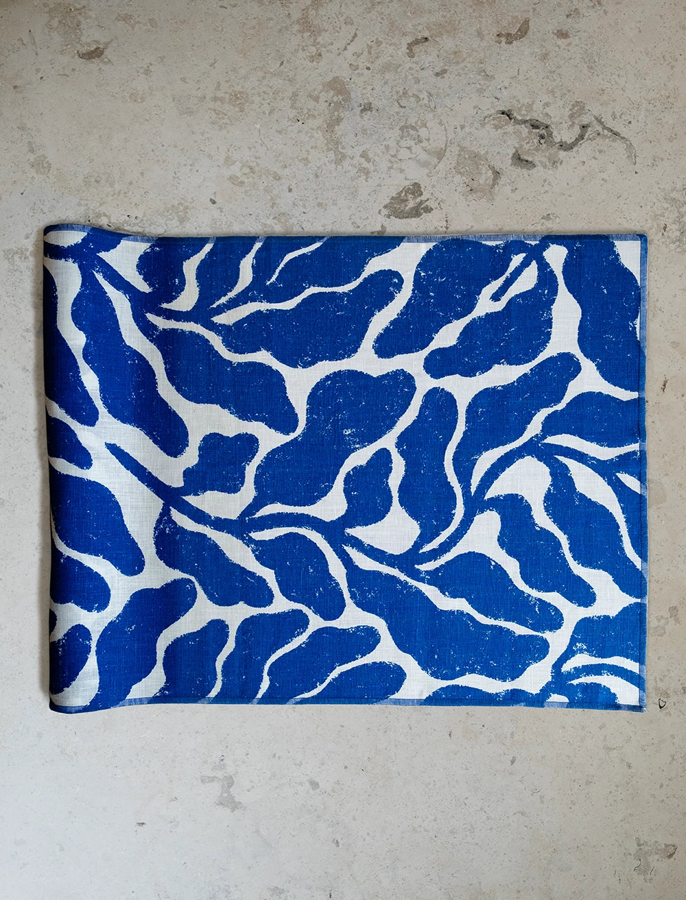 LEAVES LINEN TABLE RUNNER, BLUE