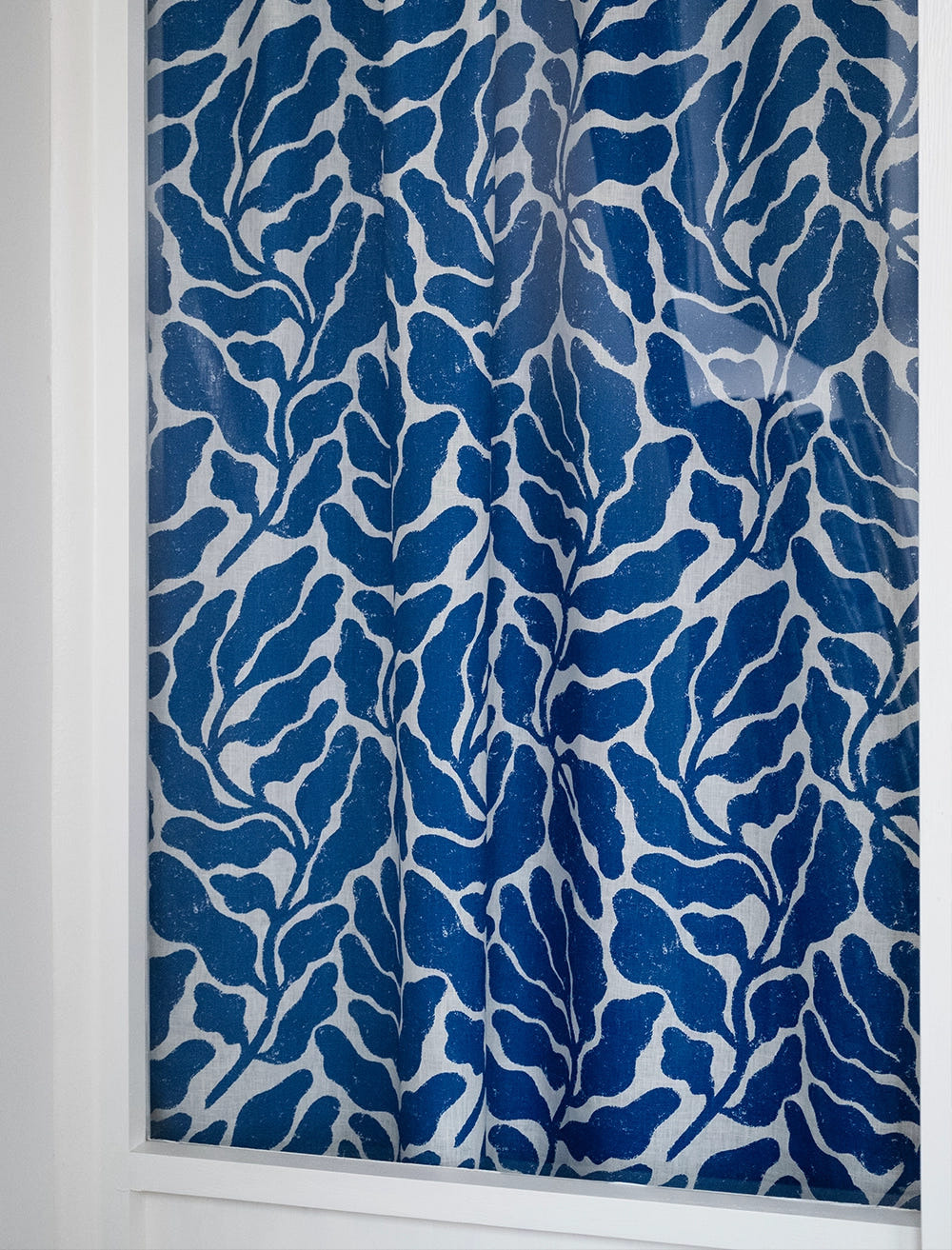 LEAVES LINEN CURTAIN, BLUE