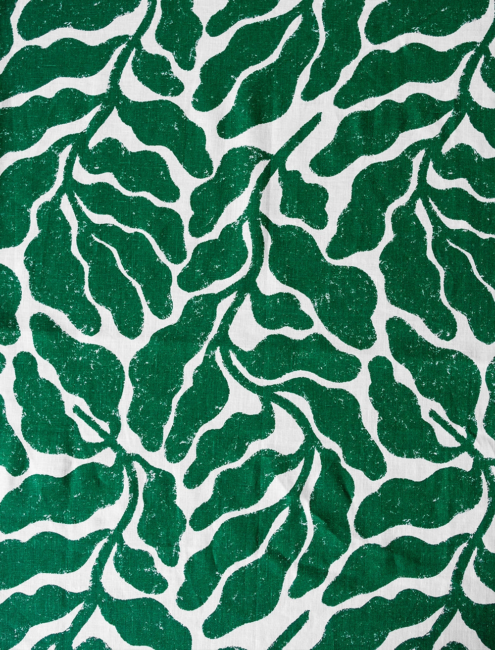 LEAVES LINEN FABRIC, GREEN