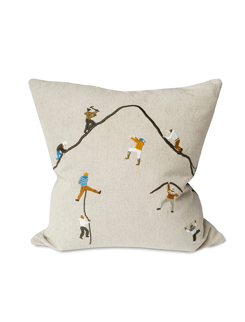 MOUNTAIN CLIMBERS EMBROIDERED CUSHION COVER