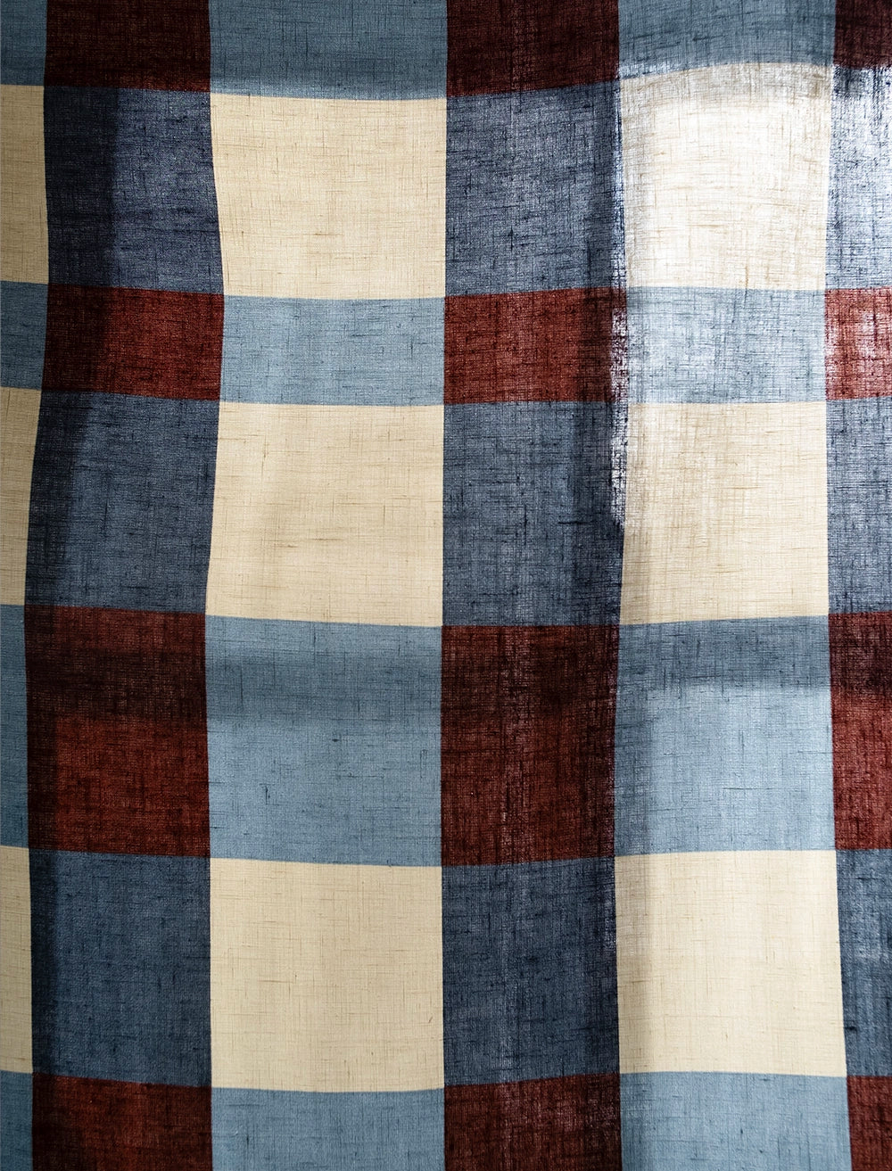 FIELD LINEN FABRIC, BLUE/PLUM