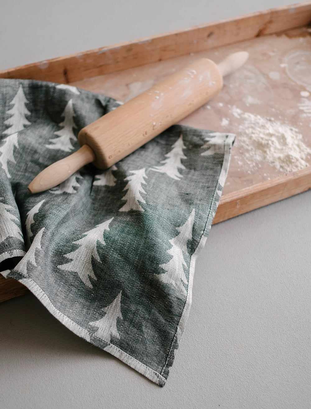 GRAN LINEN TEA TOWEL, DARK GREEN