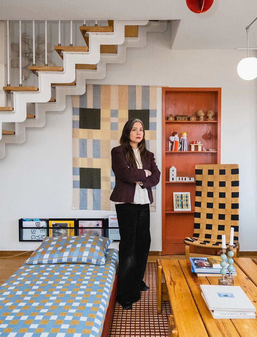 FIELD LINEN FABRIC, BLUE/PLUM