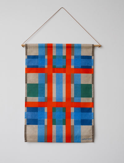 GRID WALL HANGING, RED/BLUE