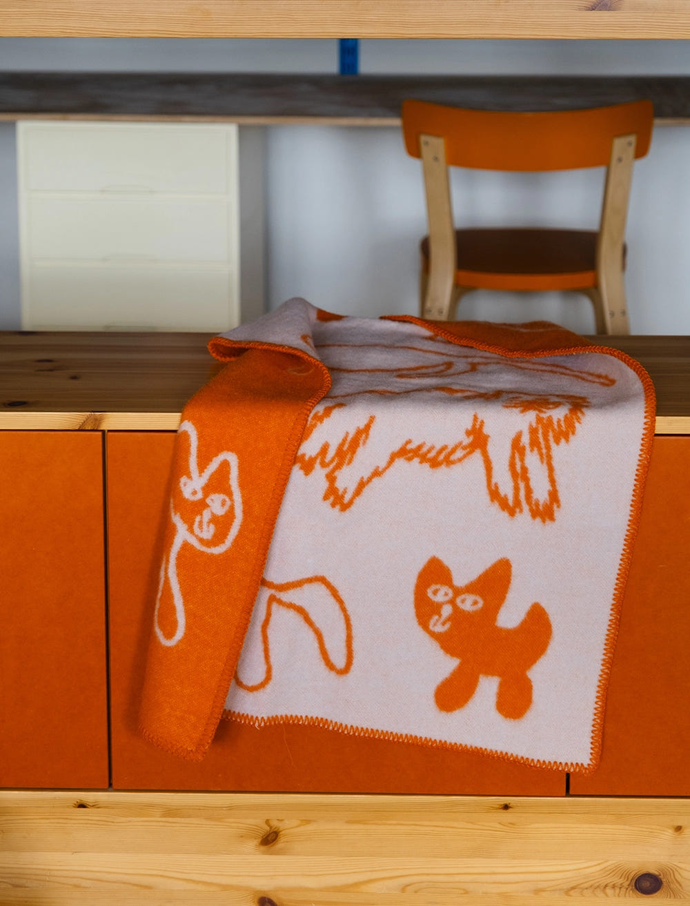 CATS WOOL CHILD BLANKET, ORANGE