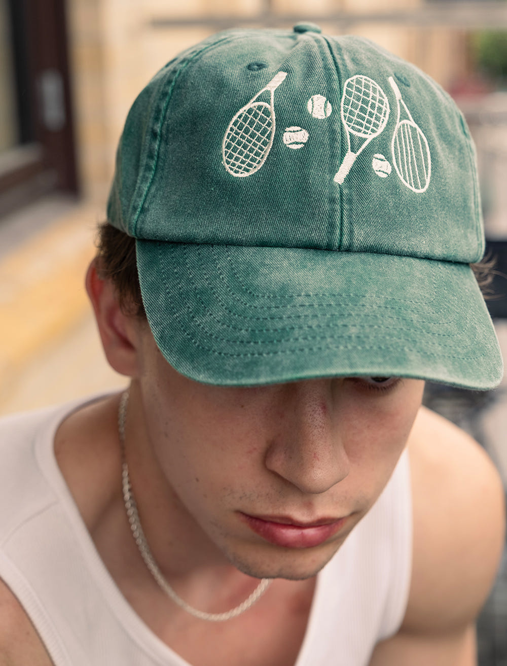 TENNIS CAP, WASHED - Vintage Green