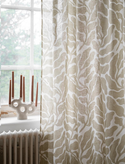 LEAVES LINEN CURTAIN, SAND - 145X250 CM