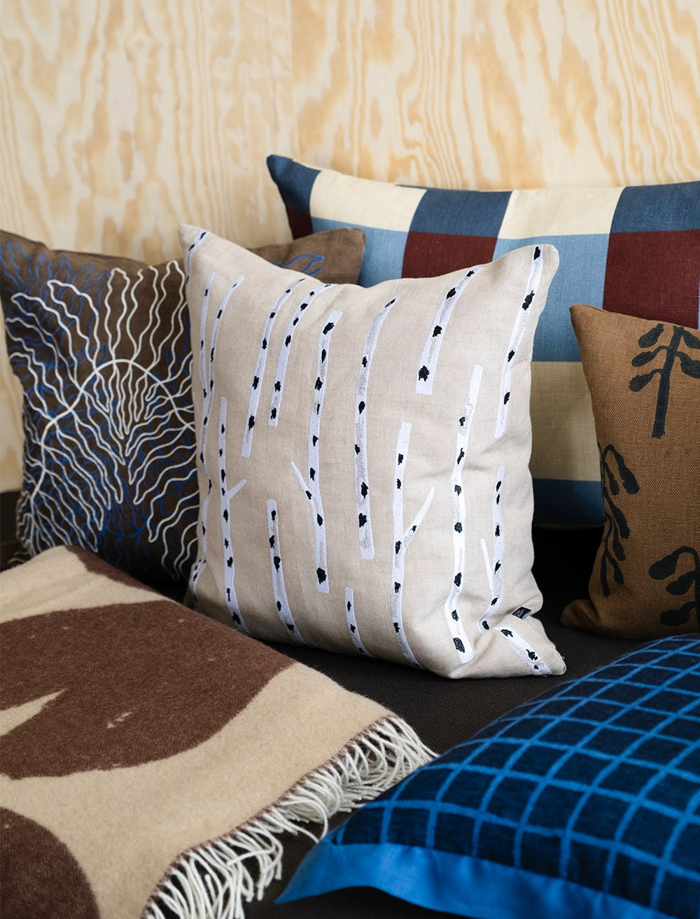 BIRCH EMBROIDERED CUSHION COVER