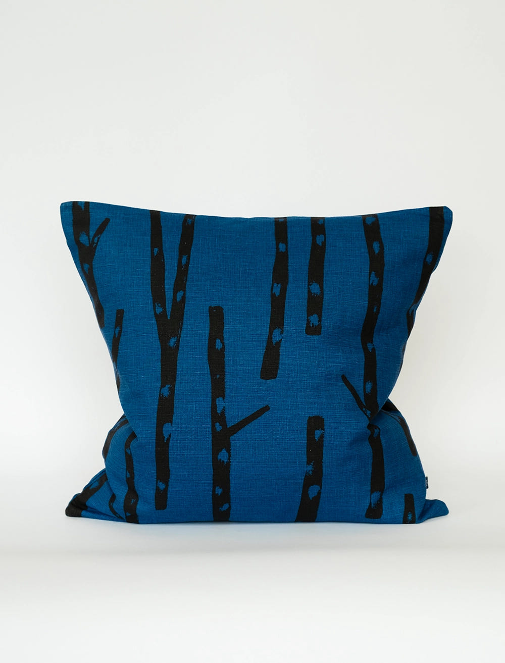 BIRCH CUSHION COVER LINEN, BLUE/BLACK