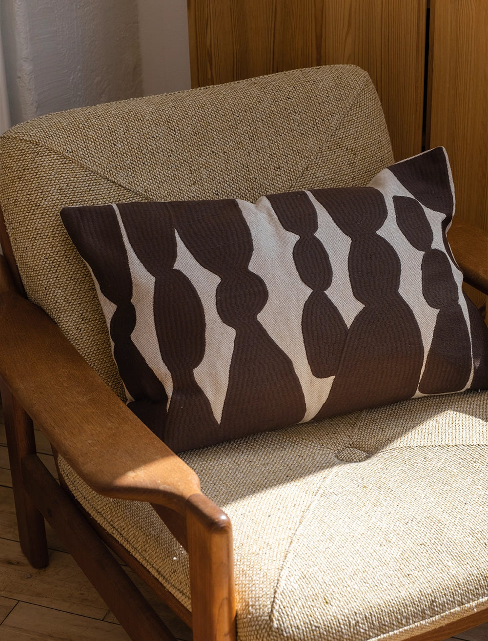Bowie Embroidered Cushion, Mocca