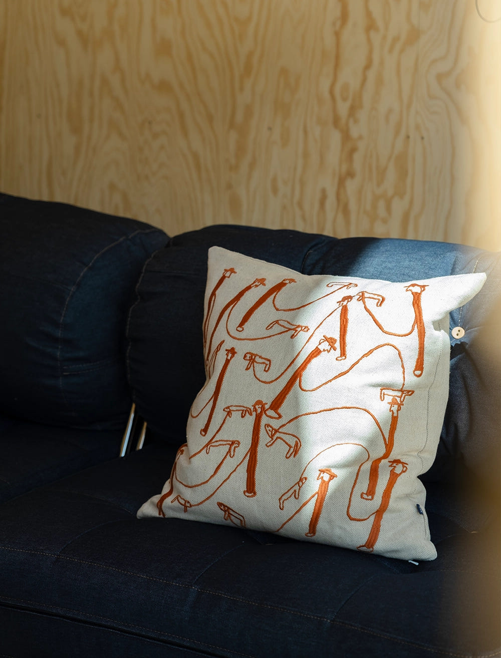 DOG WALK EMBROIDERED CUSHION COVER